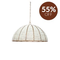 Sierra Beaded Dome Pendant - Gold/White