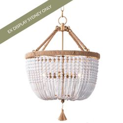 Malabar Beaded Pendant - Small Natural/White - OUTLET NSW