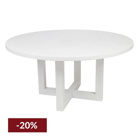 Leeton Oak Round Dining Table - 1.5m White