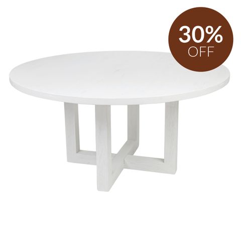 Leeton Oak Round Dining Table - 1.5m White