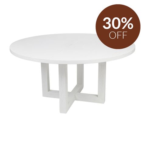 Leeton Oak Round Dining Table - 1.5m White