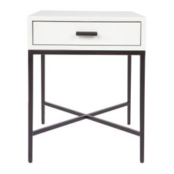 Nessa White Bedside Table - Black