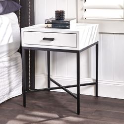 Nessa White Bedside Table - Black