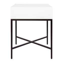 Nessa White Bedside Table - Black