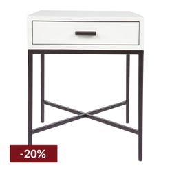 Nessa White Bedside Table - Black