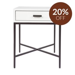 Nessa White Bedside Table - Black