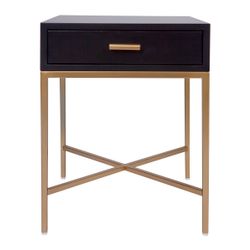 Nessa Black Bedside Table - Gold