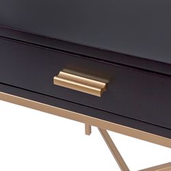 Nessa Black Bedside Table - Gold