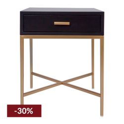 Nessa Black Bedside Table - Gold