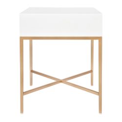 Nessa White Bedside Table - Gold