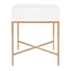 Nessa White Bedside Table - Gold
