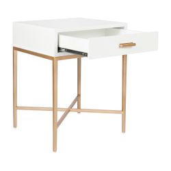 Nessa White Bedside Table - Gold