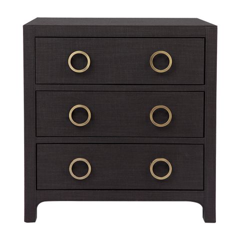 Astley Upholstered Bedside Table - Charcoal Linen