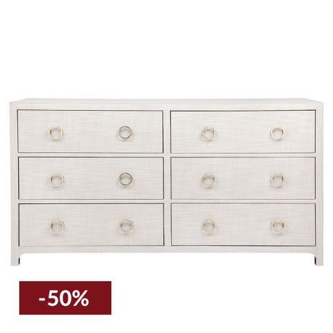 Astley 6 Drawer Upholstered Chest - Natural