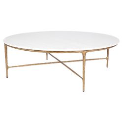 Heston Marble Round Coffee Table - Brass