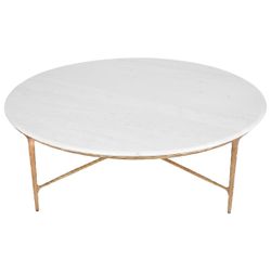 Heston Marble Round Coffee Table - Brass