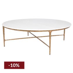 Heston Marble Round Coffee Table - Brass