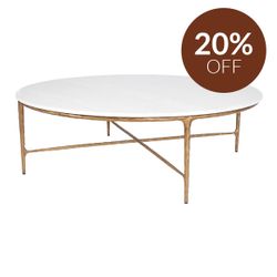Heston Marble Round Coffee Table - Brass
