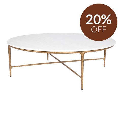 Heston Marble Round Coffee Table - Brass