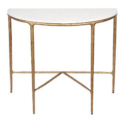 Heston Marble Demilune Table - Brass