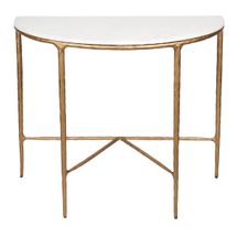 Heston Marble Demilune Table - Brass