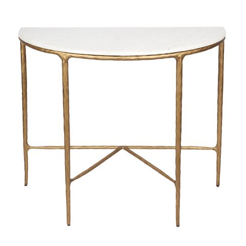 Heston Marble Demilune Table - Brass