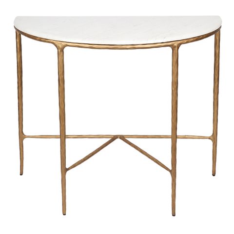 Heston Marble Demilune Table - Brass