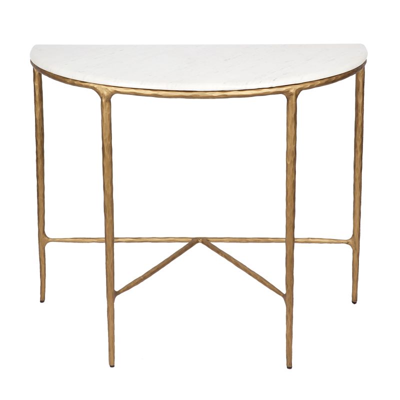 Heston Marble Demilune Table - Brass