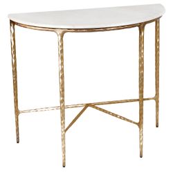 Heston Marble Demilune Table - Brass