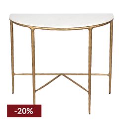 Heston Marble Demilune Table - Brass