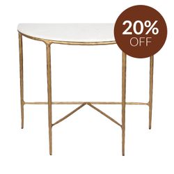 Heston Marble Demilune Table - Brass