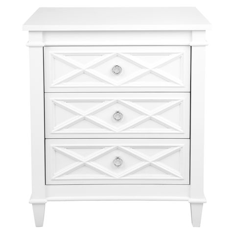 Plantation Bedside Table -  Large White