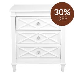 Plantation Bedside Table -  Large White