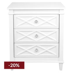 Plantation Bedside Table -  Large White