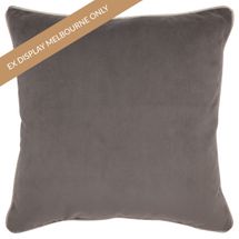 Sass Square Feather Cushion - Grey Velvet w Natural Linen