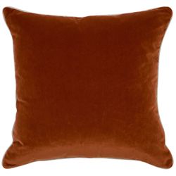 Sass Square Feather Cushion - Caramel Velvet w Natural Linen