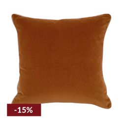 Sass Square Feather Cushion - Caramel Velvet w Natural Linen