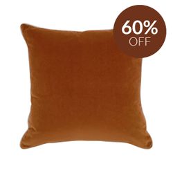 Sass Square Feather Cushion - Caramel Velvet w Natural Linen