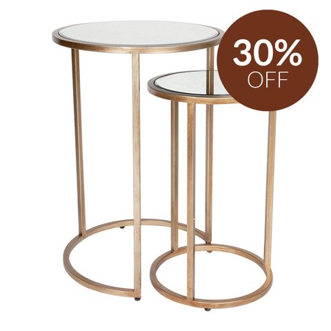 Serene Nesting Side Tables - Antique Gold