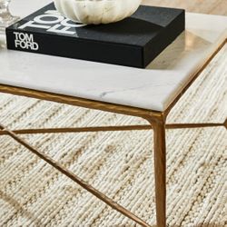 Heston Marble Rectangle Coffee Table - Brass