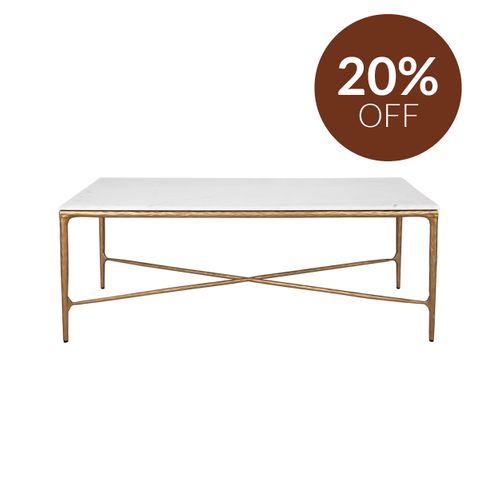 Heston Marble Rectangle Coffee Table - Brass