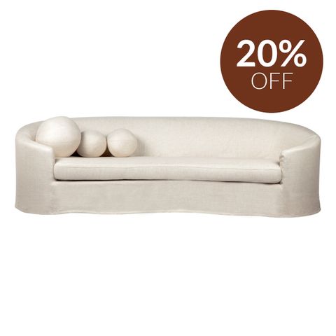 Elle 3 Seater Slip Cover Sofa - Natural Linen