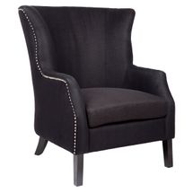 Kristian Wing Back Arm Chair - Black Linen