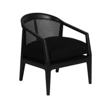 Willow Black Rattan Arm Chair - Black Linen