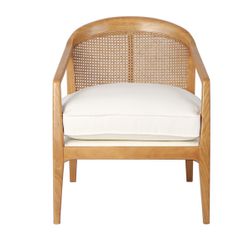 Willow Natural Rattan Arm Chair - White Linen