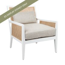Kane White Rattan Arm Chair - Natural Linen