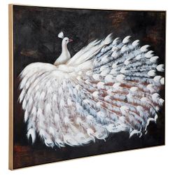 Le Grande Peacock Oil On Canvas Painting