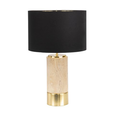 Paola Travertine Table Lamp - Black Shade