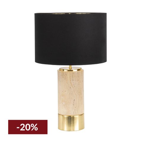 Paola Travertine Table Lamp - Black Shade