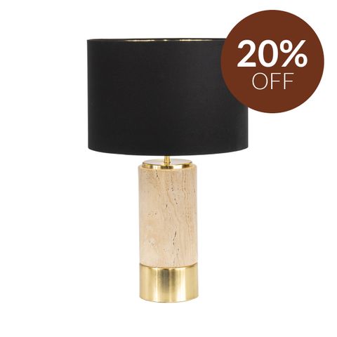 Paola Travertine Table Lamp - Black Shade
